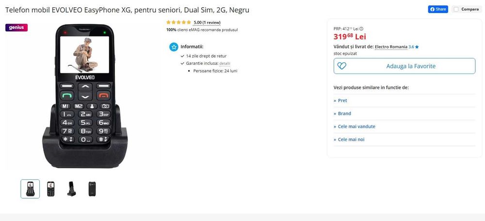 Telefon mobil seniori Evolveo XG Suedia