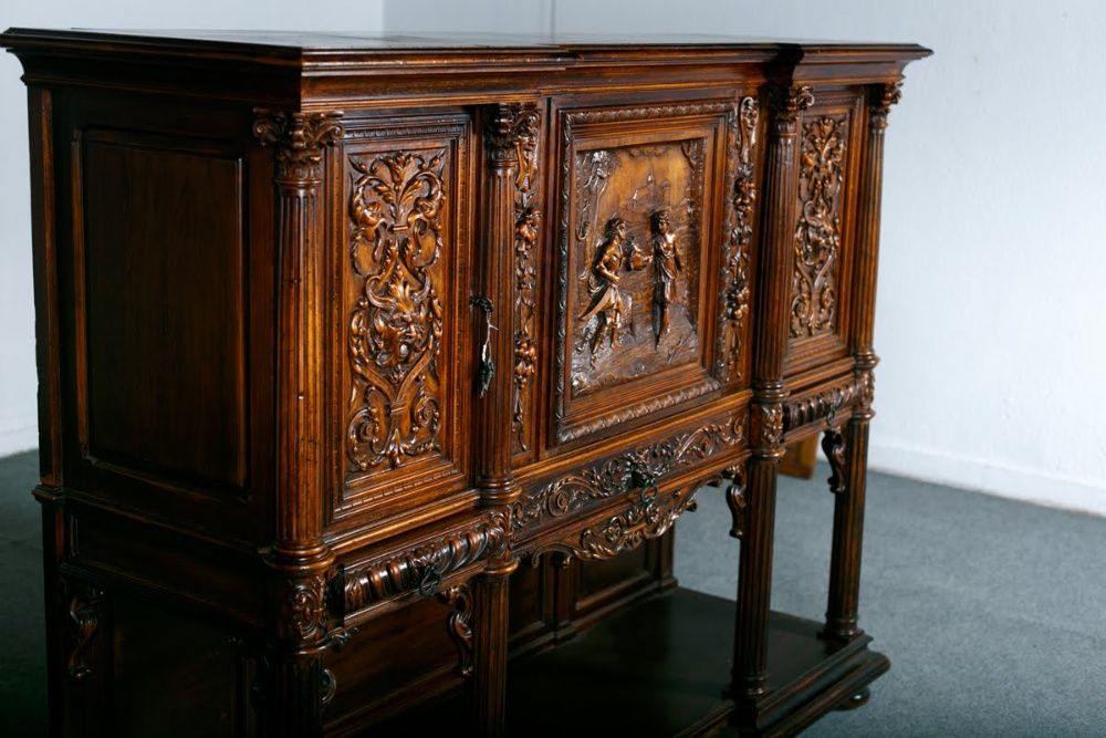 Mobila Baroque Vintage Bufet lemn masiv , Franta Mid XIX