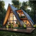 Cabane A Frame case pe structura din lemn De Vânzare