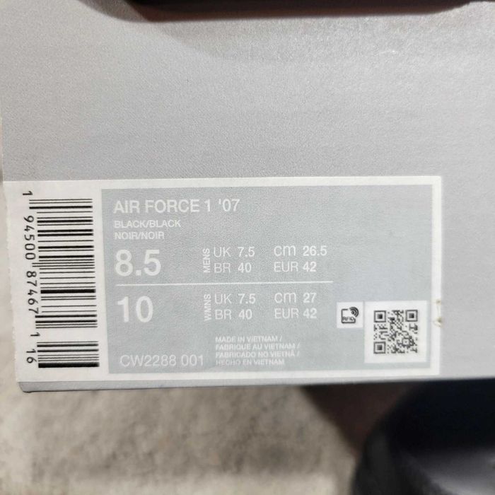 Nike Air Force 1 Triple Black 36,37,38,39.40,41,42,43,44,45,46,47