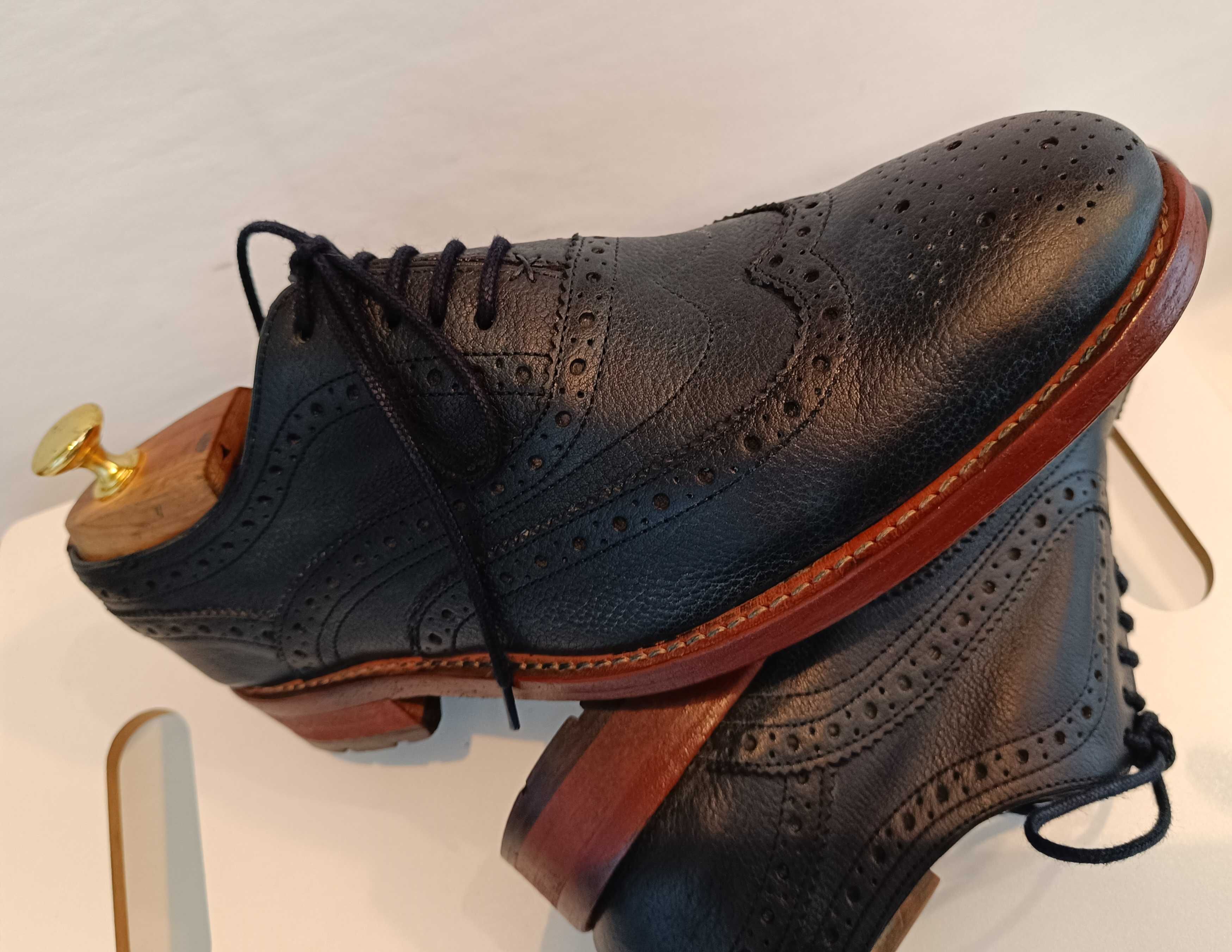 Pantofi oxford 41 brogue lucrati manual Ted Baker piele naturala moale