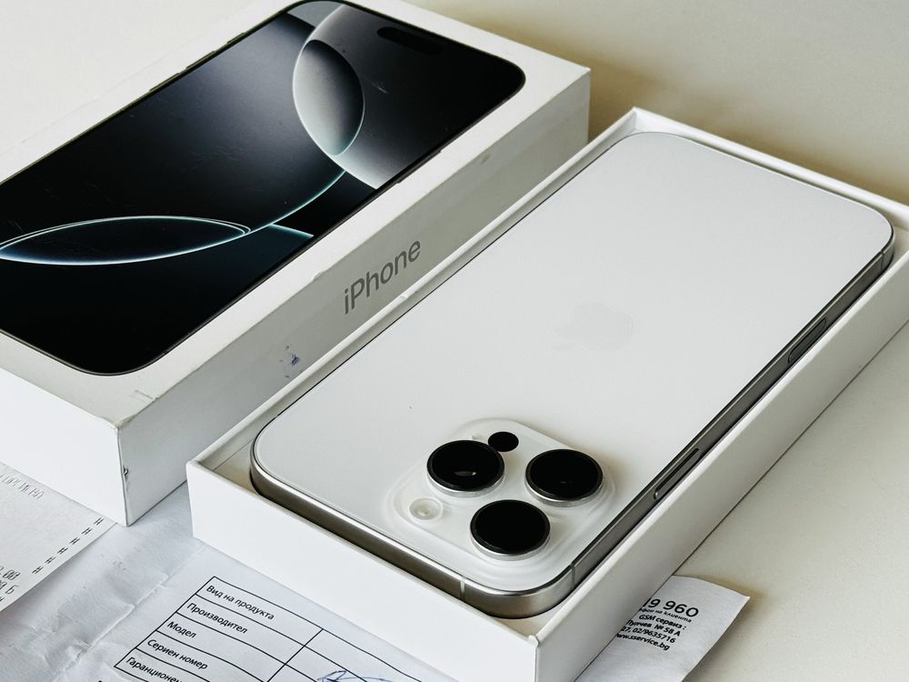 НОВ! Iphone 16 Pro Max 256GB White Titanium Гаранция 2 год