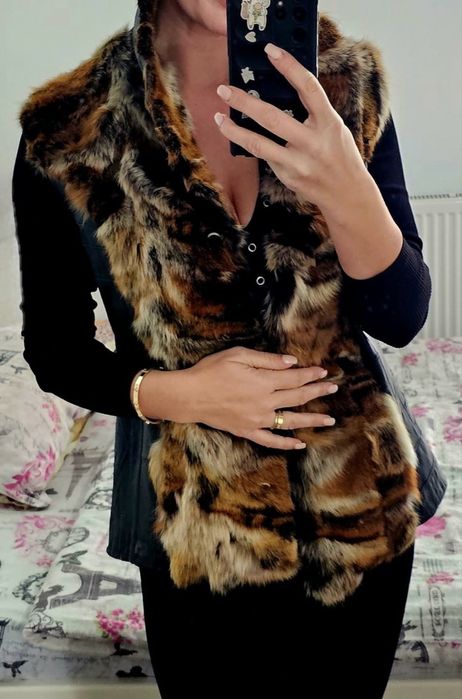 Vesta blană naturală cu piele