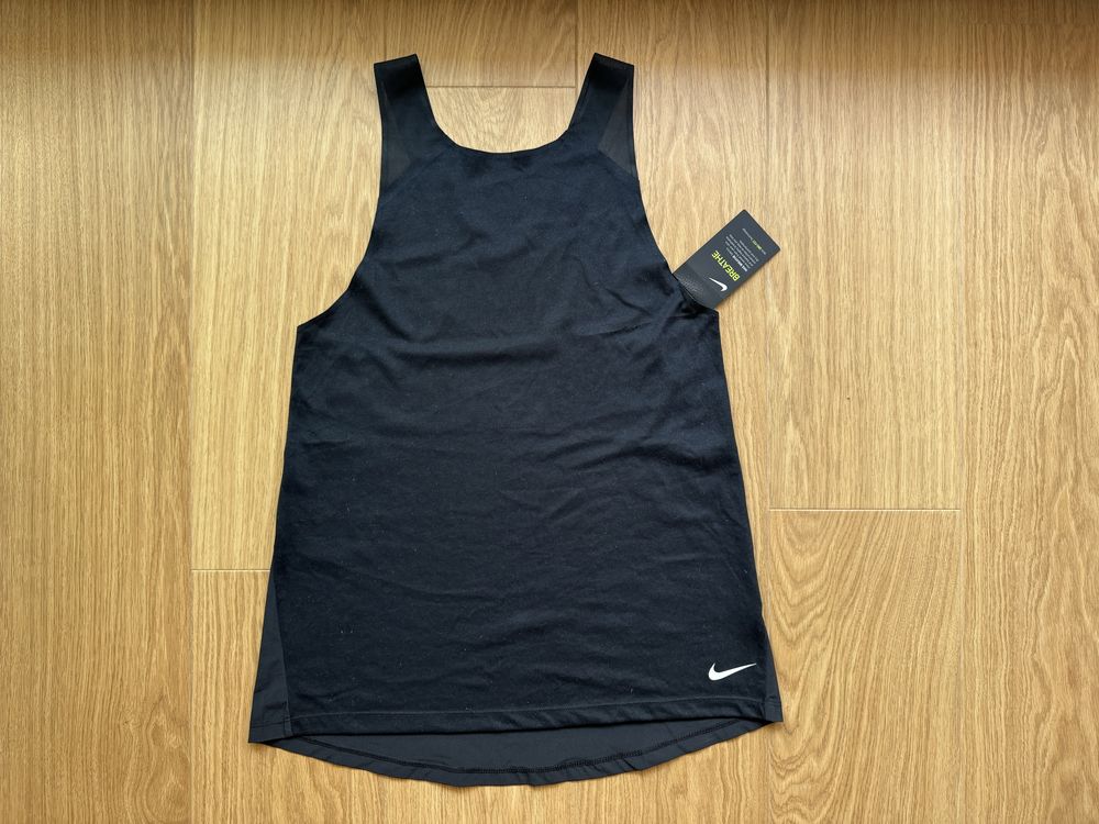 НОВО - Nike Breathe черен потник горница тениска, С / S