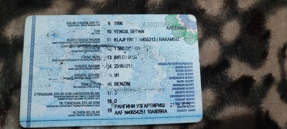 Daewoo espero avtomobili 1996 yil