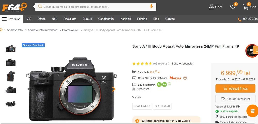 Vand/Schimb SONY a7III mk3, folosit insa doar 8 mii de cadre
