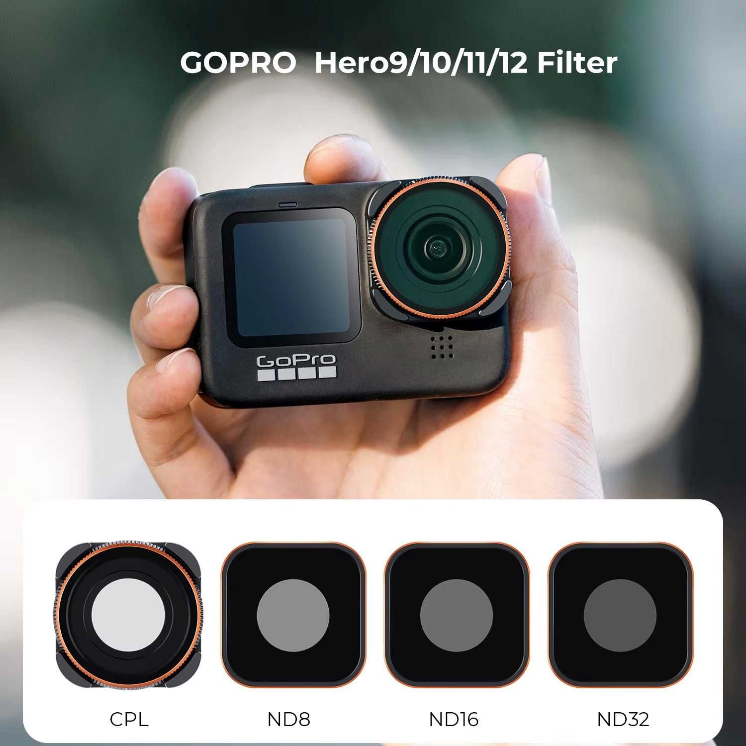 Фильтры K&F CONCEPT для GoPro 9/10/11 (ND8 + ND16 + ND32 + CPL)
