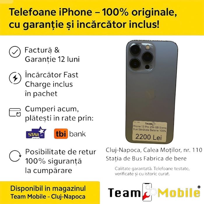 iPhone 13 Pro Sierra Blue Baterie 100%