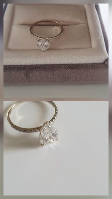 Inel diamant 2,14 ct,aur alb 14 k,Pear Brilliant,premium