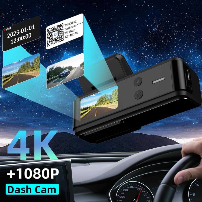 Камера за автомобил отпред и отзад, 4K + 1080P, карта 64GB, 5GHz WiFi