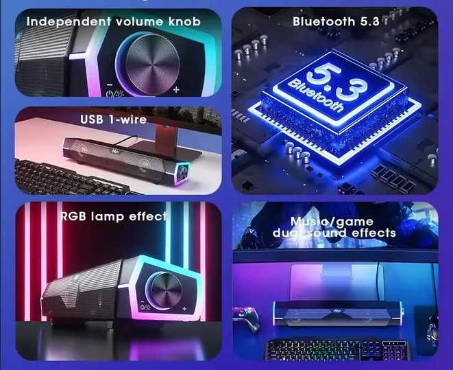 Boxa bluetooth USB alimentare externa iluminare LED multicolora