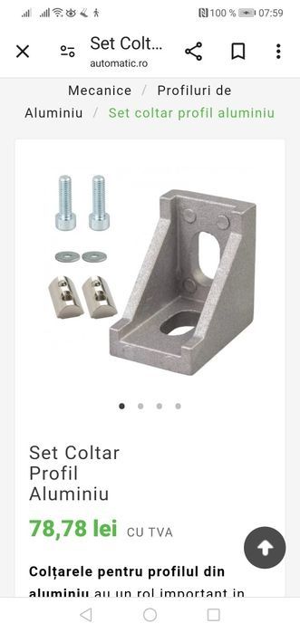 Profile din aluminiu 45x45 mm și conectori colțar, pentru confecții me