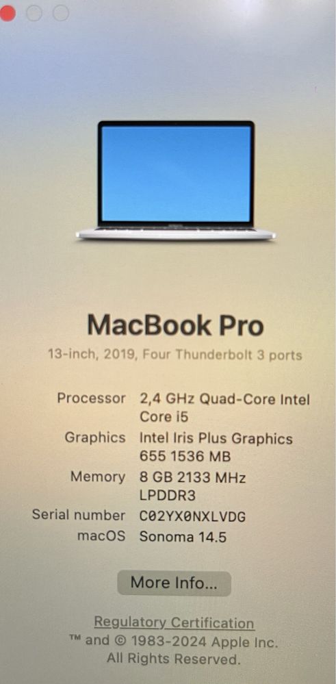13-inch MacBook Pro Silver / 2.4GHz QC / 8GB / 256GB