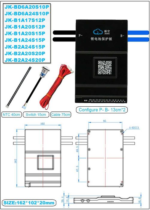 JK BMS, Egalizator Baterii Smart , 100A, 120A, 150A egalizare 0.6A