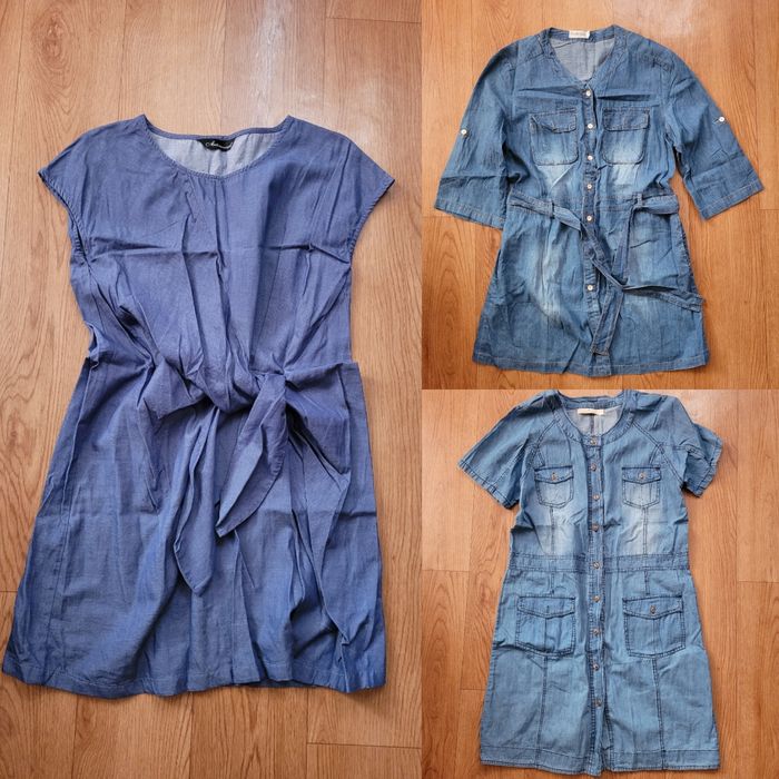 Джинсовые Платье на пуговицах, Платье с бантом, Рубашка-куртка (46/48)