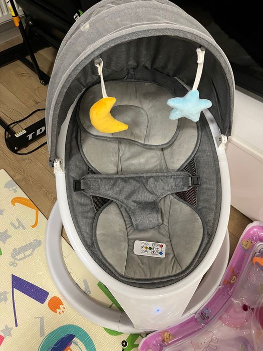 Leagan Electric Multifunctional Pentru Bebelusi cu Acoperis, Rabatabil