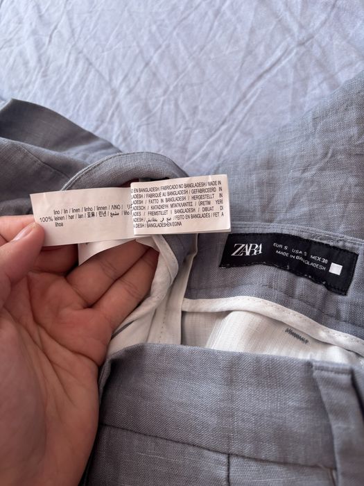 Сини 100% ленени къси панталони Zara – S