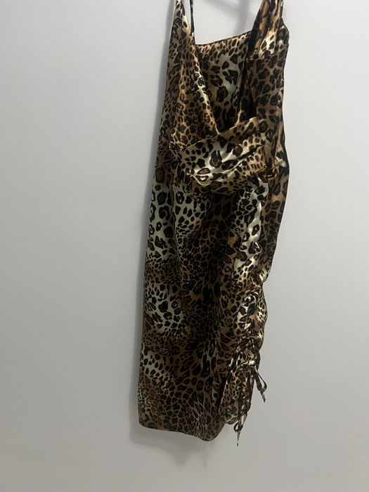 rochie eleganta din satin model animal print