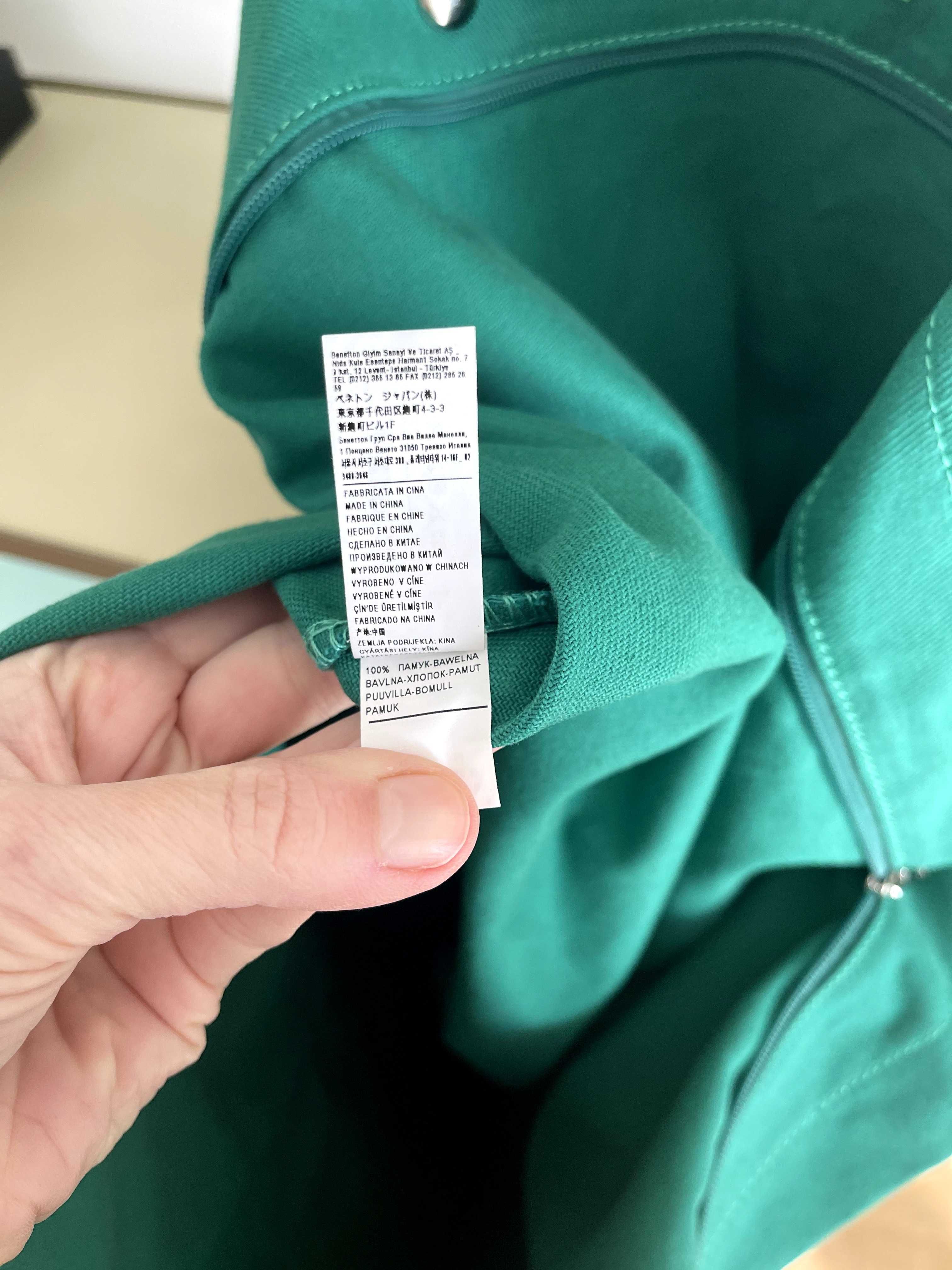 Уникална голяма памучна чанта на Benetton 2 варианта носене