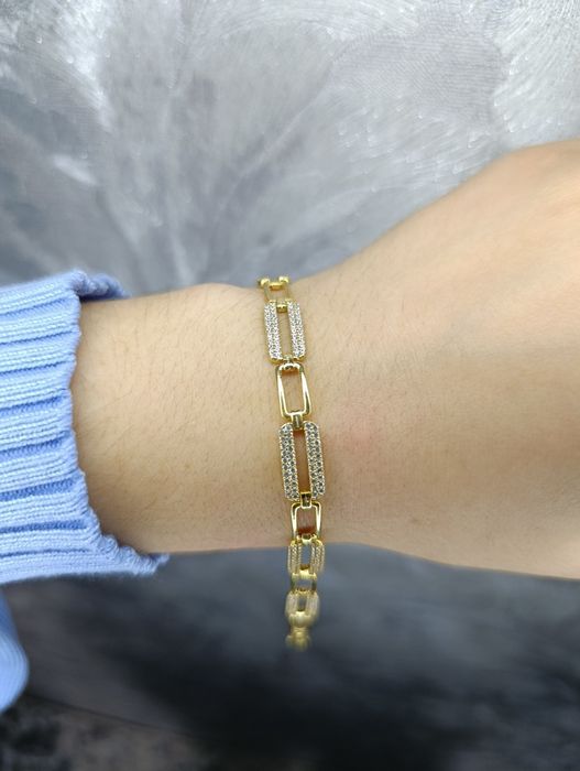 Серебряный браслет люкс качества с двойным золочением