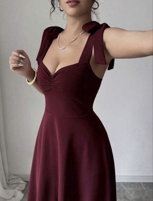 Rochie midi vișinie
