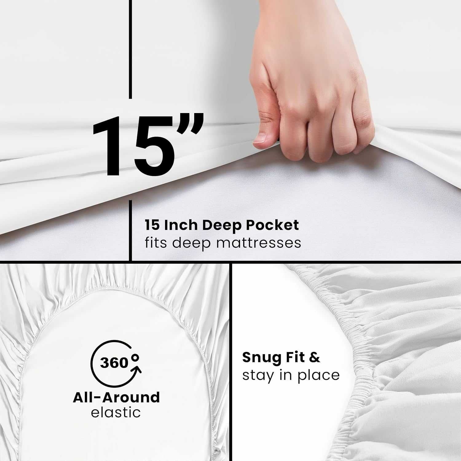 Utopia Bedding - Долен чаршаф с ластик- Дълбок джоб