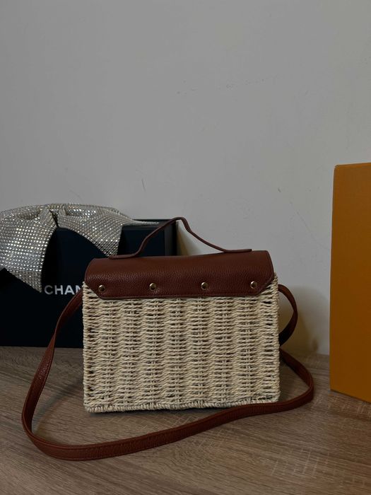 Плетена Дамска Чанта с Кожени детайли PRIMARK - КАТО НОВА