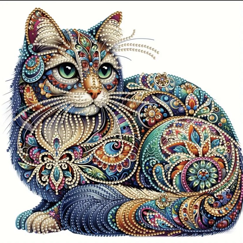 Диамантен гоблен дървото на живота и котка