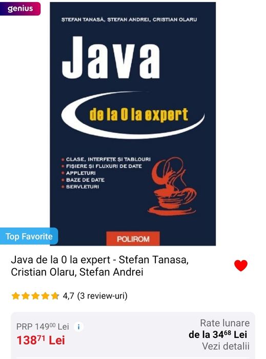 Java de la 0 la expert - Stefan Tanasa, Cristian Olaru, Stefan Andrei