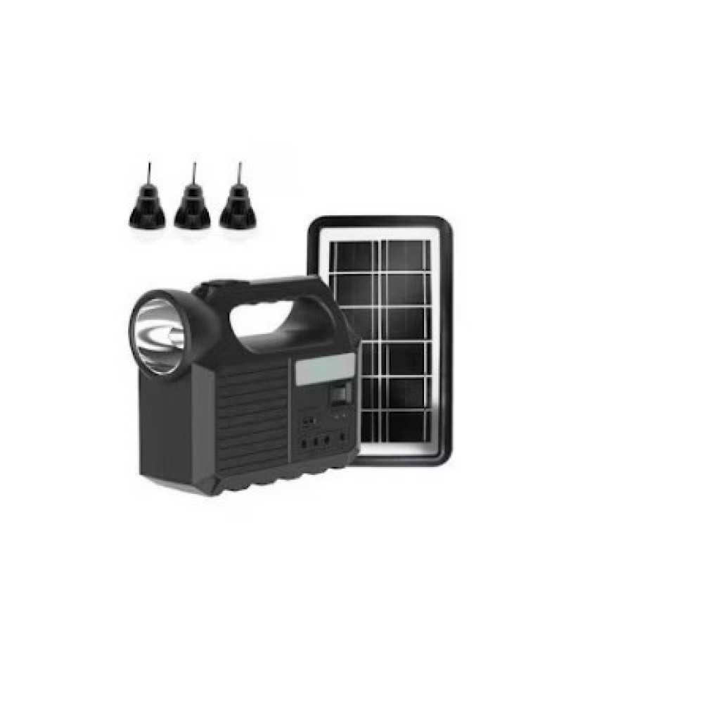Комплект със соларен панел, фенерче, 3 крушки, USB