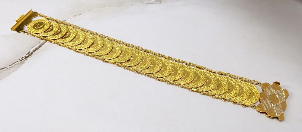Brățară din aur de 14K cu bănuți – lungime 20 cm, gramaj 26,41 g