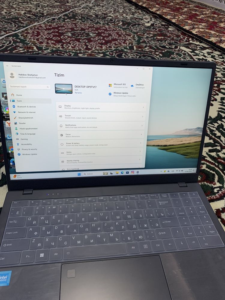 NoteBook INTEL INSIDE WINDOWS 11 pro xotira 8/256 gb