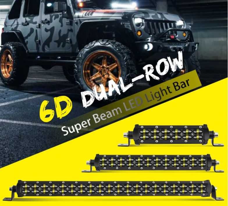 Led Bar 6D, proiector auto Super Dublu Slim Black Edition 30-100 CM
