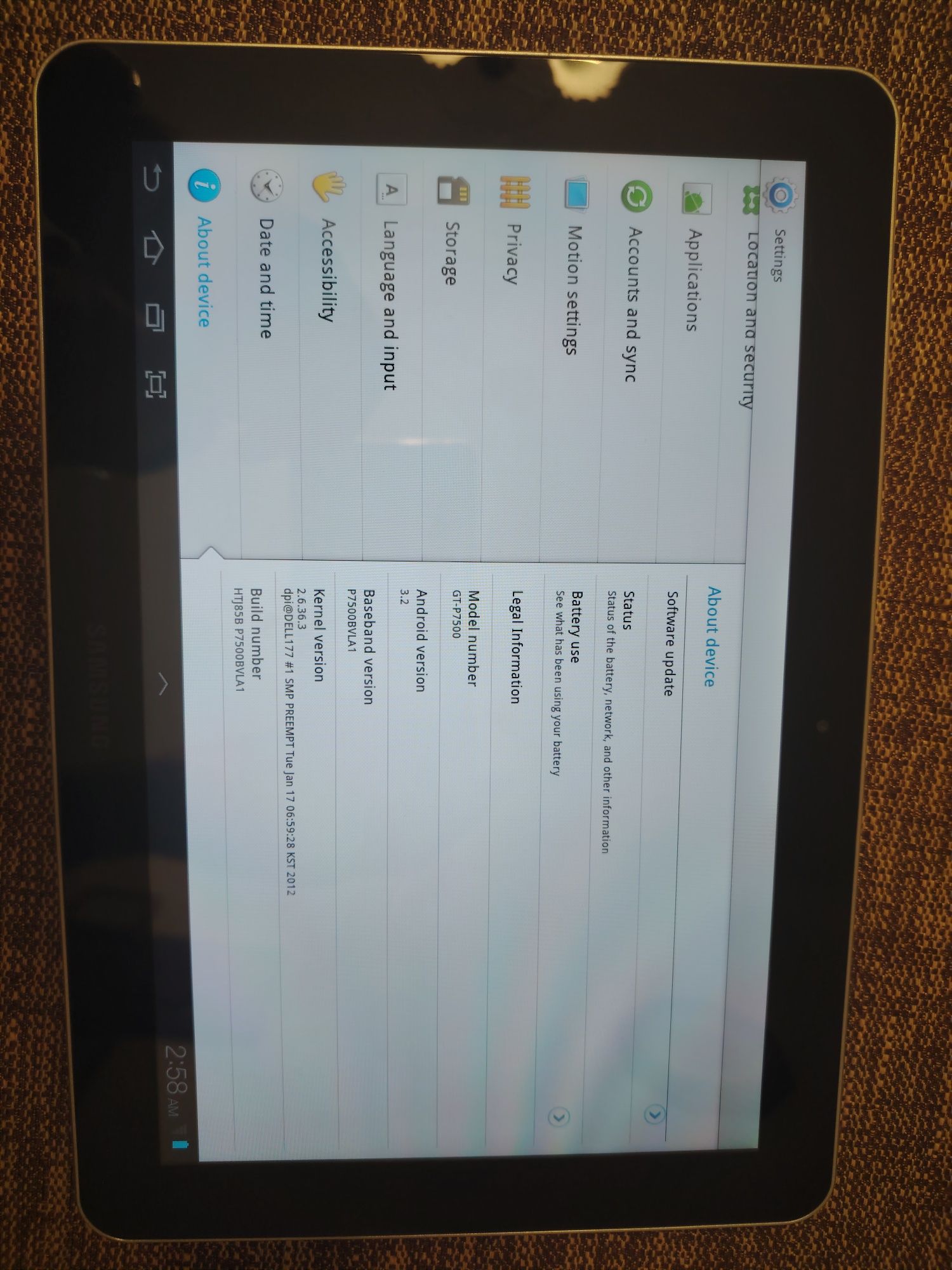 Tableta Samsung Tab 10.1 Model P 7500