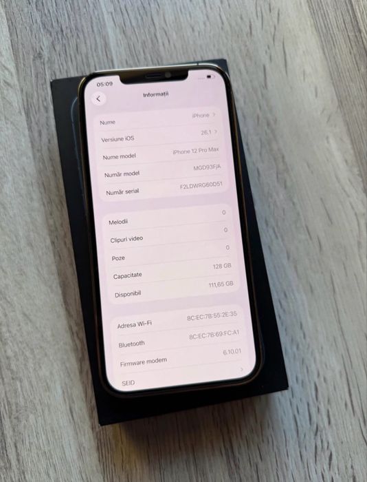 iPhone 12 PRO MAX de 128 GB cu 94% viata Bateriei