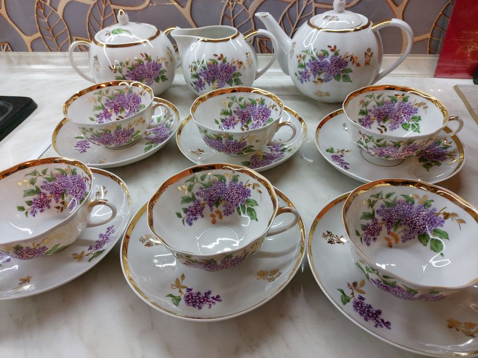 Дулёвская "Сирень". Чайный сервиз