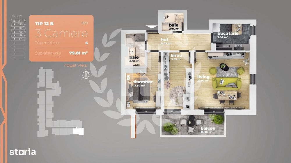 Apartament 3 camere Piata Sudului 79.81 mp utili