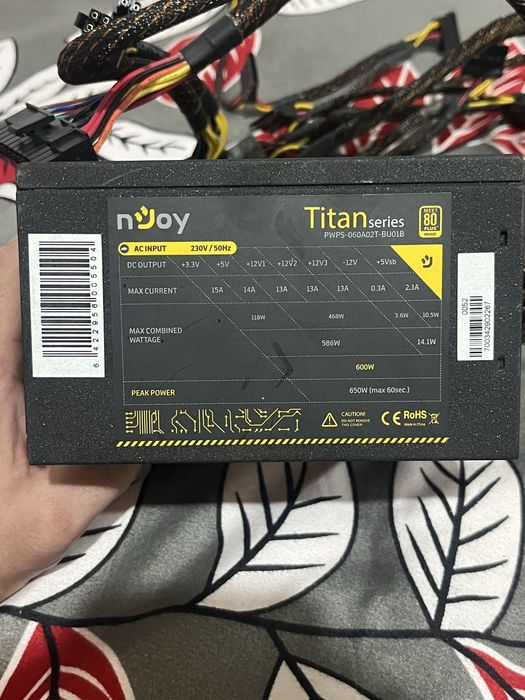 Sursa nJoy Titan 600, 600W Real Power, PFC Activ, 80 Plus Bronze