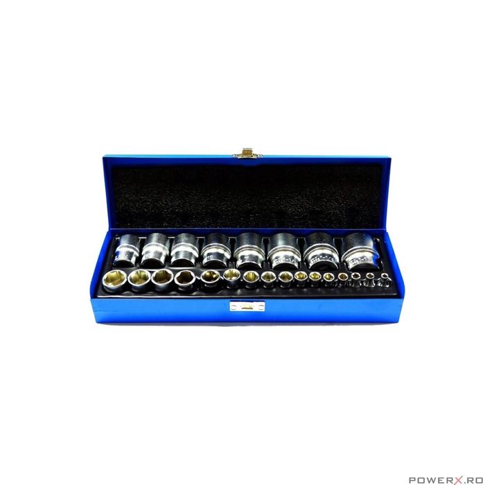 Set tubulare 1/2, 1/4, 24 piese, marimi in toli, inch, Satra