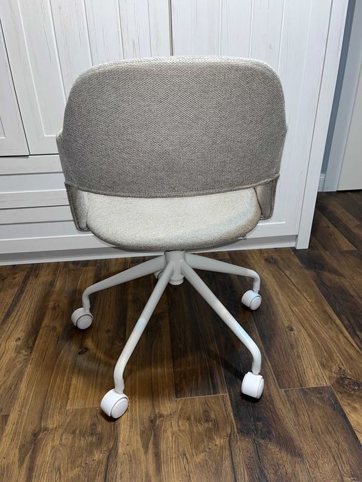 Scaun birou metal tapitat gri/alb