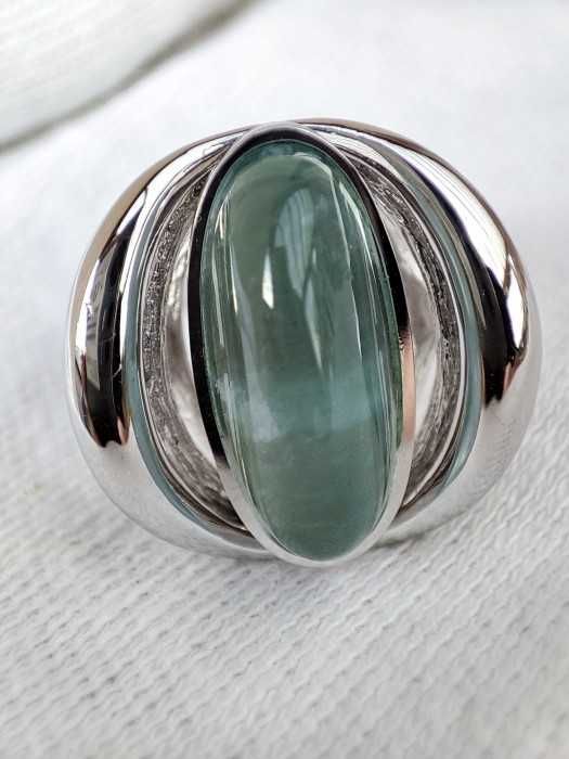 Inel aur alb 14k cu Acvamarin natural cabochon Wilhelm Müller
