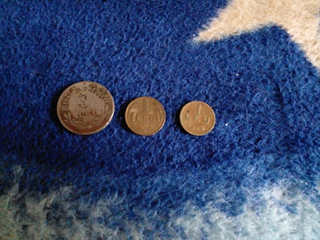 Moneda 2 lei din 1924 + monede 1 leu din 1947 si 1949
