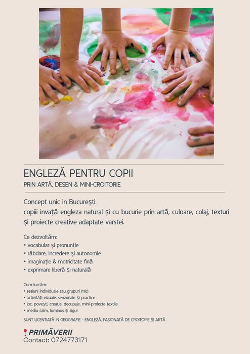 Meditatii engleza pentru copii, prin arta si mini-croitorie