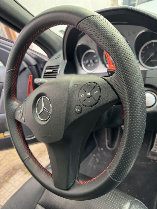 Волан естествена кожа с червен шев w204 w212 Mercedes Мерцедес