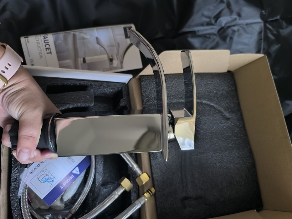 Baterie pentru lavoar tip cascadă,otel inoxidabil,finisaj lucios