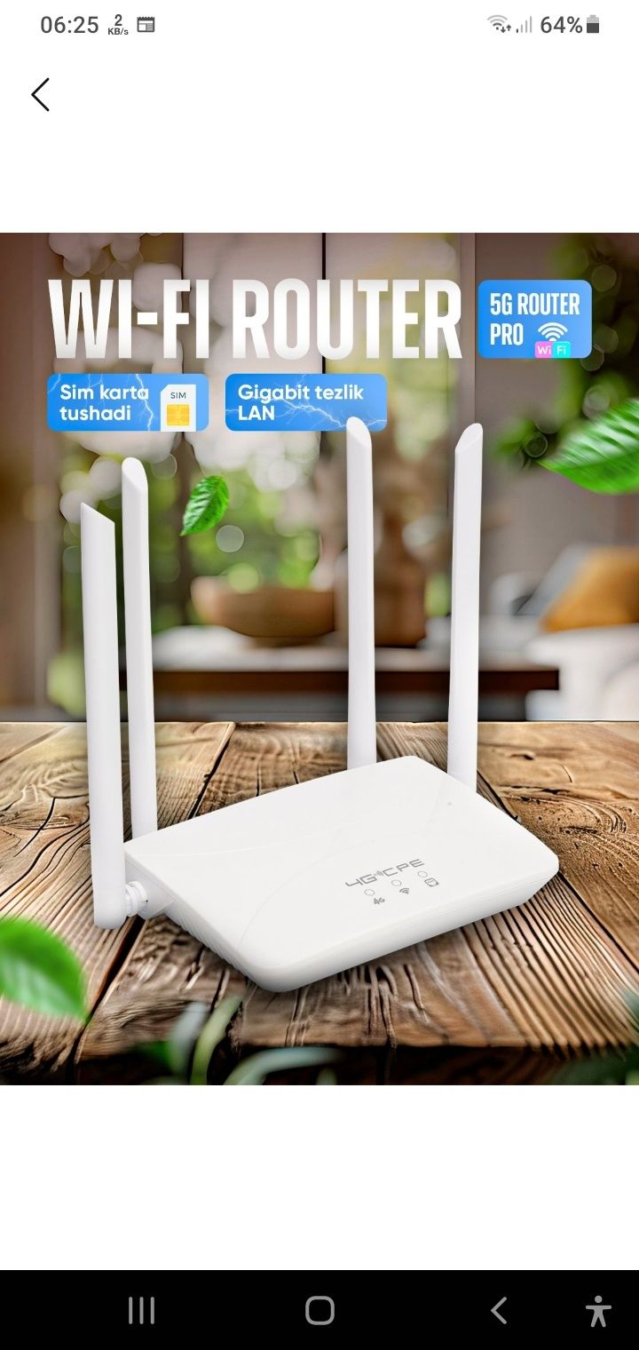 4G cpe router hozirgi vaqt uchun eng ideal tanlov