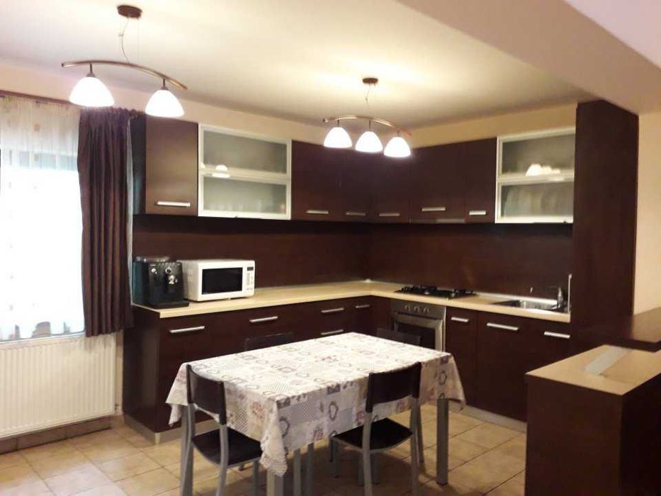 Masa de bucătărie extensibila MOBEXPERT,6 scaune, cadru metalic, wenge