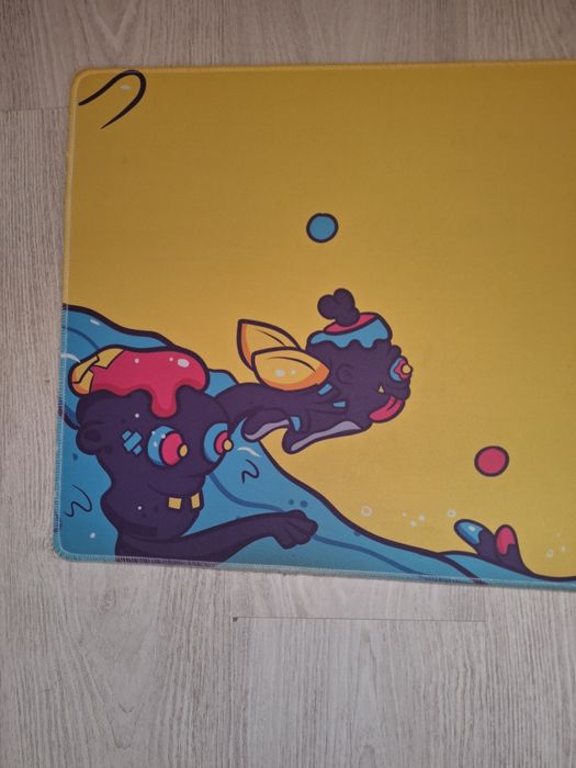 Deskmat Mousepad QwertyKey Octopus Galben 4mm margini cusute