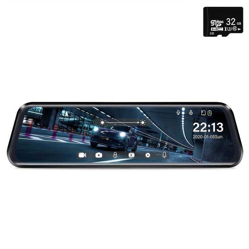 Видеорегистратор DVR1080 FULL HD 9,66 Touch screen Огледало с 2 камери