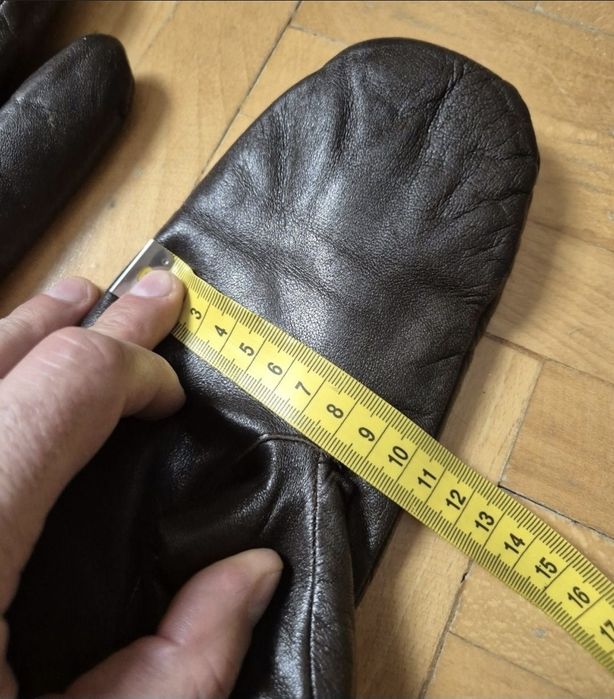 Mănuși Made in Italy din piele naturală de vițel + lână groasă S/M